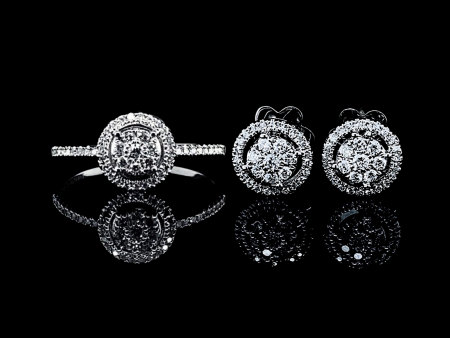 PREORDER | Classic Round Halo Paved Diamond Jewelry Set 14kt Supply