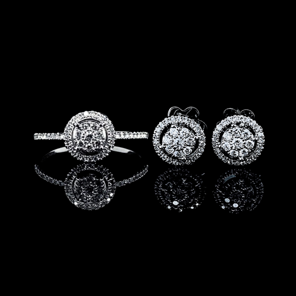 PREORDER | Classic Round Halo Paved Diamond Jewelry Set 14kt Supply