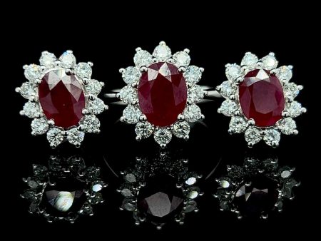 Ruby Gemstones Diamond Jewelry Set 14kt Online now