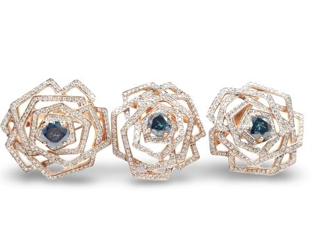 #TheSALE |  Rose Flower Blue Diamond Jewelry Set 14kt Online now