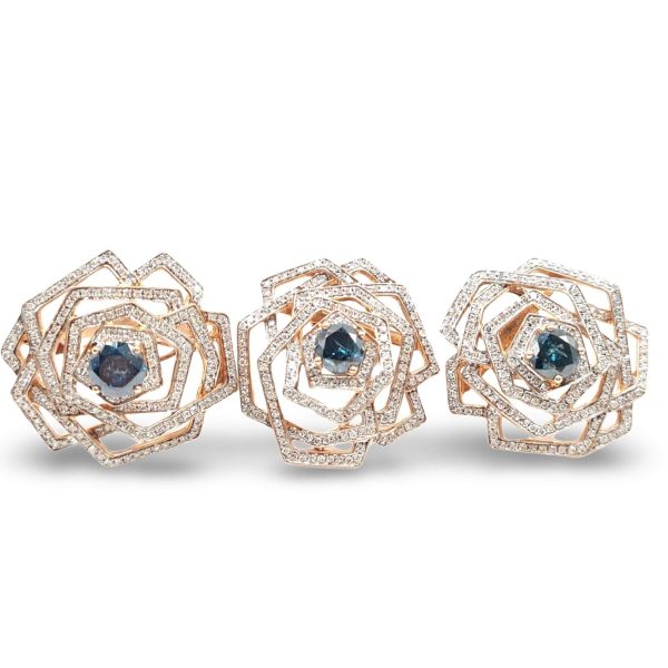 #TheSALE |  Rose Flower Blue Diamond Jewelry Set 14kt Online now