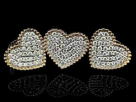 PREORDER | Golden Large Heart Studded Diamond Jewelry Set 14kt Online Hot Sale