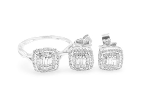 NEW Classic Cushion Shape Diamond Jewelry Set 14kt Online now