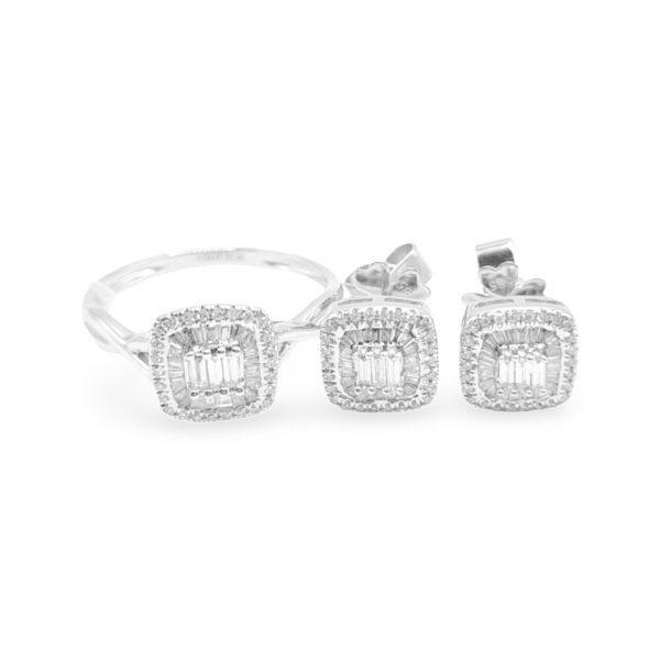 NEW Classic Cushion Shape Diamond Jewelry Set 14kt Online now