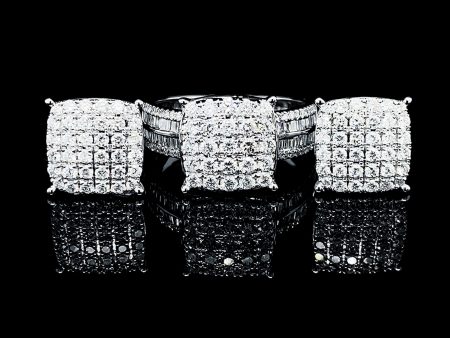 Cushion Paved Cathedral Diamond Jewelry Set 14kt Fashion