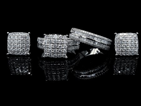 PREORDER | Cushion Paved Twin Pair Diamond Jewelry Set 14kt For Sale