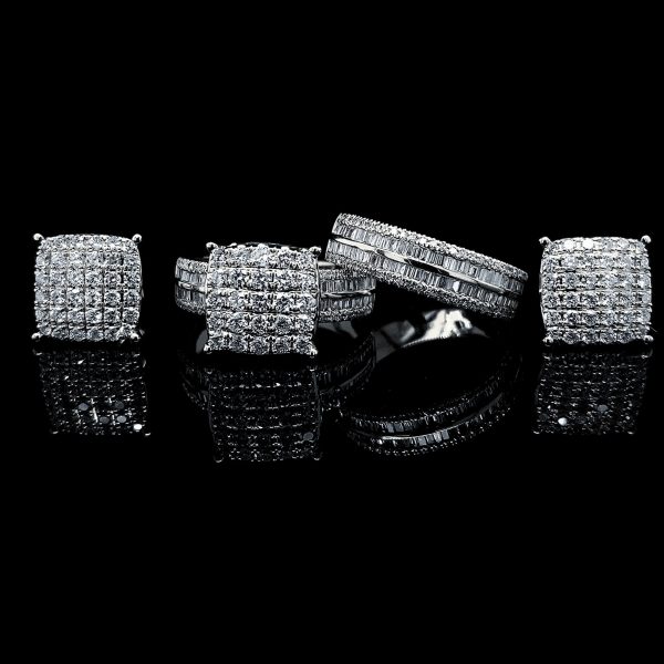 PREORDER | Cushion Paved Twin Pair Diamond Jewelry Set 14kt For Sale