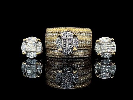 PREORDER | Golden 1st Gen Round Baguette Diamond Jewelry Set 14kt Fashion