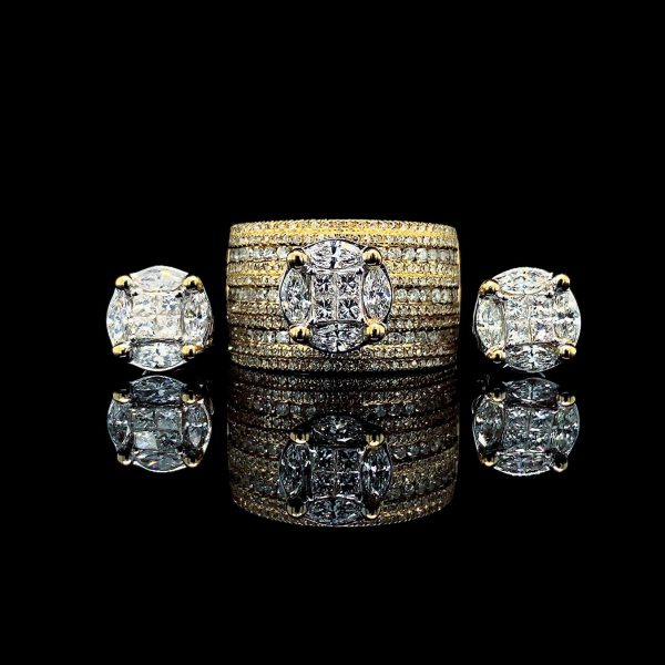 PREORDER | Golden 1st Gen Round Baguette Diamond Jewelry Set 14kt Fashion