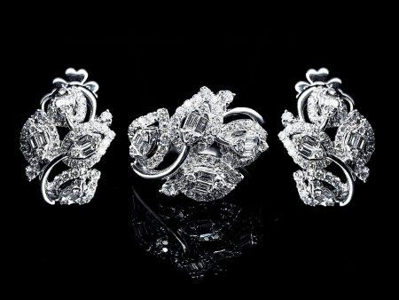 PREORDER | Floral Cluster Statement Diamond Jewelry Set 14kt Discount