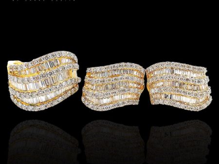 PREORDER | Golden Baguette Mirror Diamond Jewelry Set 18kt Hot on Sale