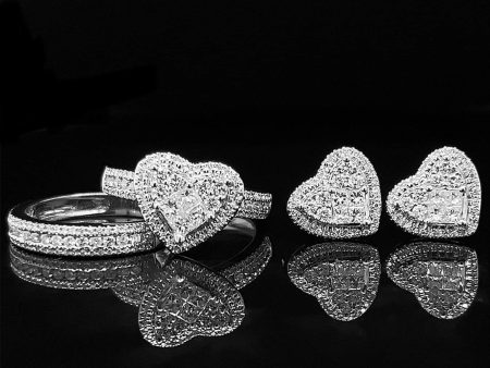 Twin Heart 2nd Gen Diamond Jewelry Set 14kt For Cheap