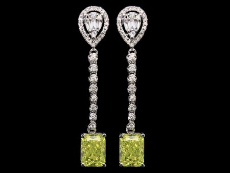 LVNA Signatures Brilliant Cut Peridot Gemstones Diamond Earrings 14kt Cheap