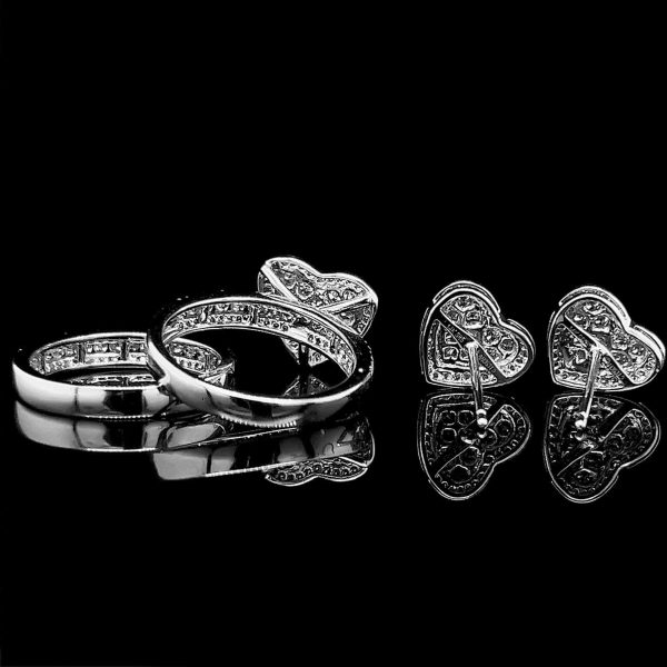 Twin Heart 2nd Gen Diamond Jewelry Set 14kt For Cheap