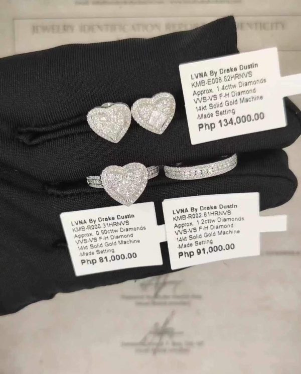 Twin Heart 2nd Gen Diamond Jewelry Set 14kt For Cheap