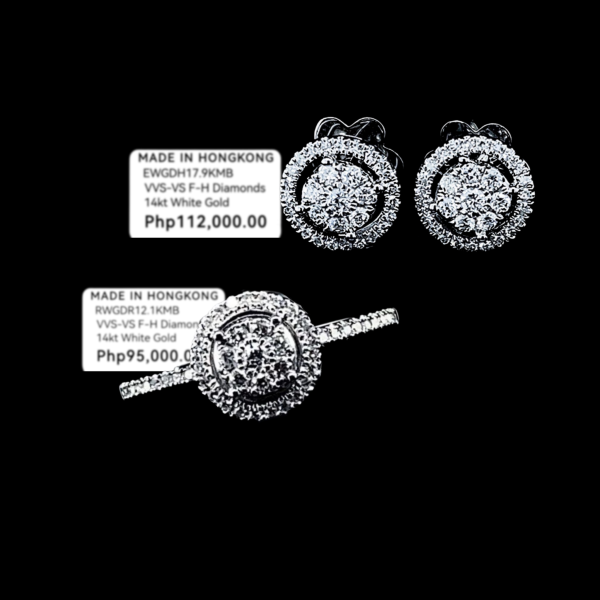 PREORDER | Classic Round Halo Paved Diamond Jewelry Set 14kt Supply