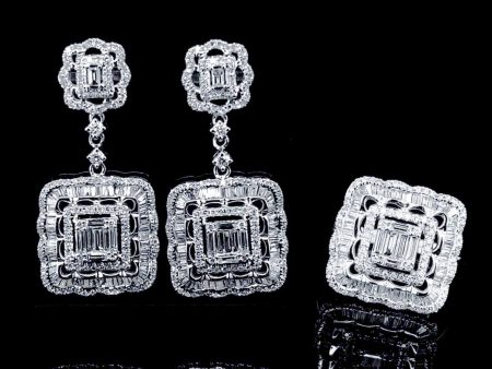 PREORDER | Floral Square Statement Diamond Jewelry Set 14kt Discount