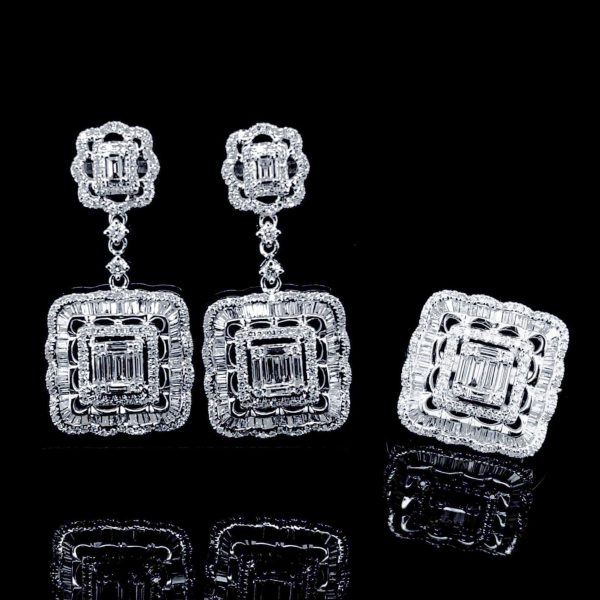 PREORDER | Floral Square Statement Diamond Jewelry Set 14kt Discount