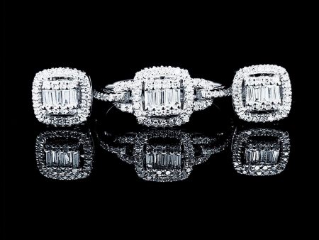 Classic Cushion Link Diamond Jewelry Set 14kt Cheap