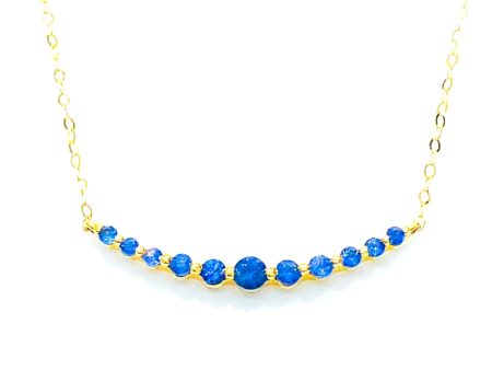 Golden Burmese Sapphire Gemstones Graduating Necklace 18kt Cheap