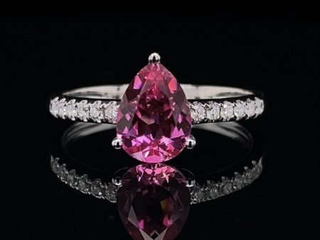 Teardrop Pink Ruby Gemstones Diamond Ring 14kt Fashion