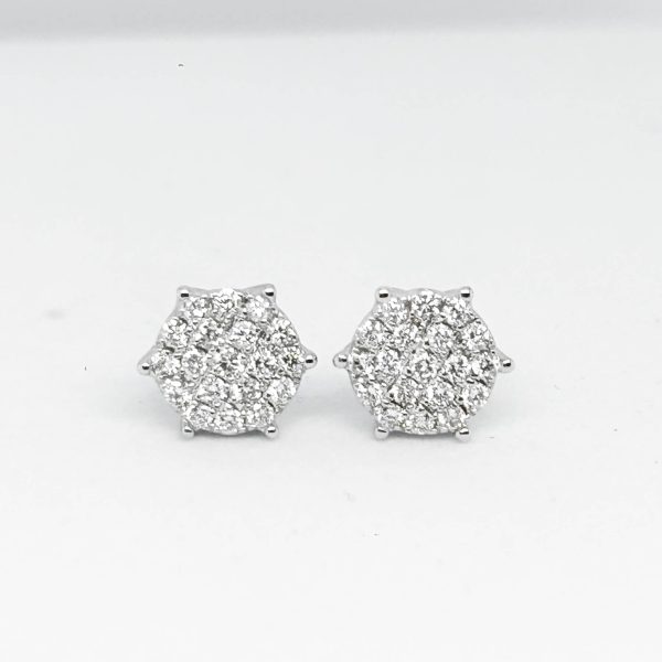 PRE ORDER | Classic Round Paved Stud Diamond Earrings 14kt For Cheap