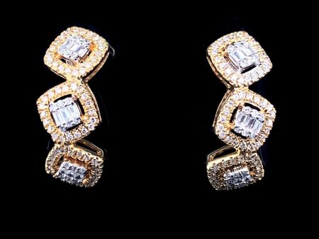 Trinity Square Half Eternity Diamond Earrings 14kt Supply