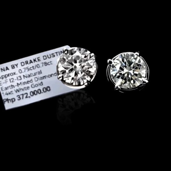 1.53cts EF I2 Round Brilliant Solitaire Stud Diamond Earrings 14kt Online