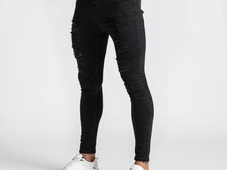 Luca Skinny Stretch Jeans - Distressed Jet Black Supply