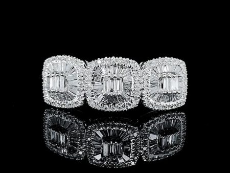 Trio Cushion Half Eternity Diamond Ring 14kt Online