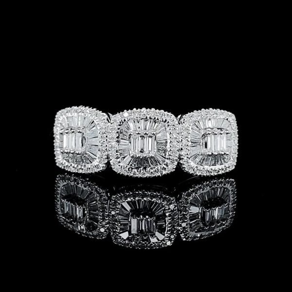 Trio Cushion Half Eternity Diamond Ring 14kt Online