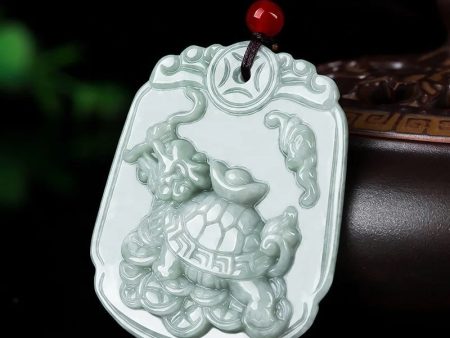 The Vault | Genuine Natural Dragon Turtle Hand Carved Jadeite Necklace For Sale