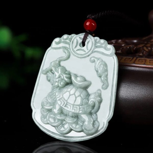 The Vault | Genuine Natural Dragon Turtle Hand Carved Jadeite Necklace For Sale