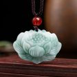 THE VAULT | Natural Myanmar Lotus Hand Carved Jadeite Necklace For Cheap