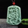 THE VAULT | Natural Magpie Peony Flower Hand Carved Jadeite Necklace on Sale