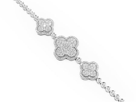 Trinity Lucky Clover Paved Diamond Bracelet 14kt Online