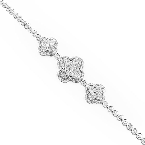 Trinity Lucky Clover Paved Diamond Bracelet 14kt Online