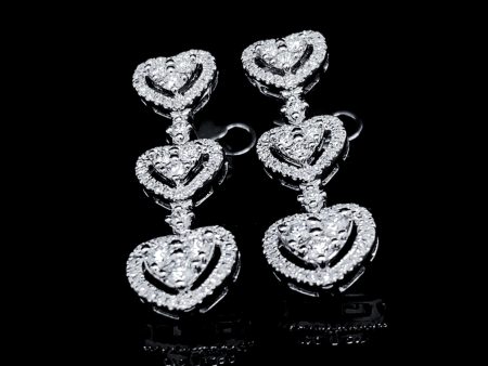 Trio Heart Dangling Diamond Earrings Cheap