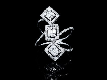 Trio Square Deco Diamond Ring 14kt Sale