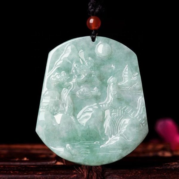 THE VAULT | Genuine Natural Myanmar Hand Carved Jadeite Necklace Online Sale