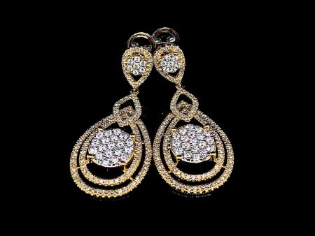 PREORDER | Golden Round Halo Dangling Diamond Earrings 14kt Online Sale