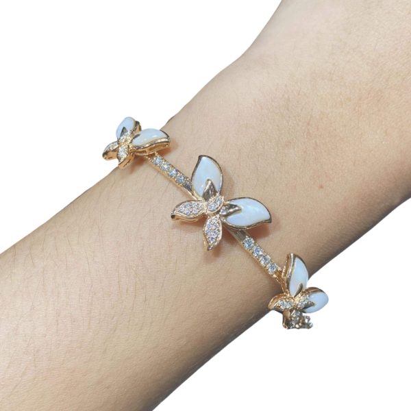 The Ivana Trinity Butterfly Mother of Pearl Paved Diamond Bracelet Bangle 18kt | Editor’s Pick For Discount