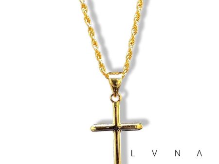 #GOLD2024 | 18K Golden Religious Cross Necklace 17.5  Cheap