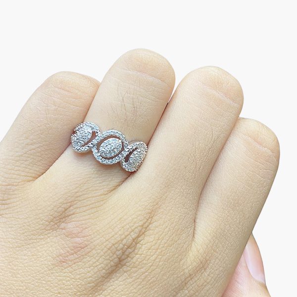 Trio Oval Halo Diamond Ring 18kt Online now