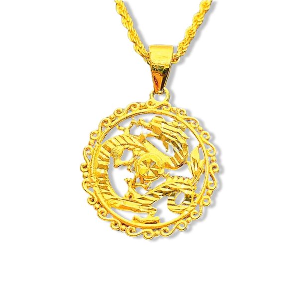 #GOLD2024 | 18K Golden Lucky Dragon Necklace Rope Chain 17.5” Fashion