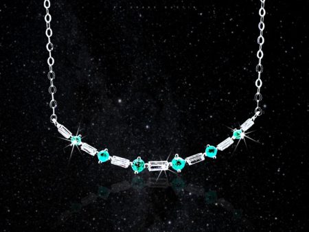 Smiley Station Baguette Green Emerald Gemstones Diamond Necklace 18kt Online