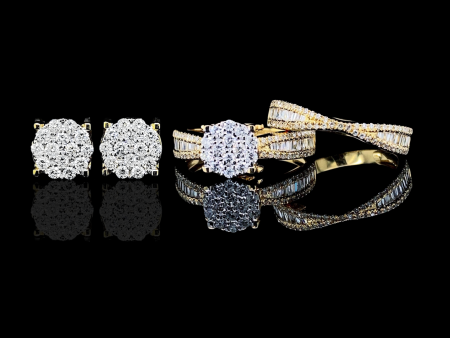 NEW Golden Classic Round Twin Pair Ring Diamond Jewelry Set 14kt Online