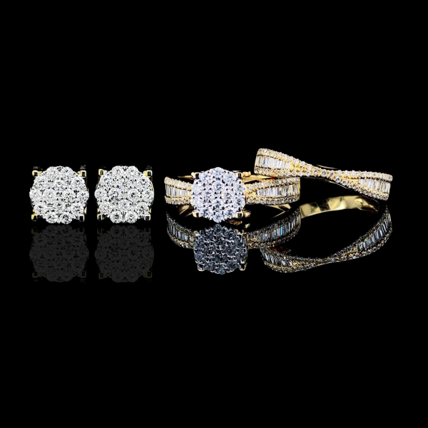 NEW Golden Classic Round Twin Pair Ring Diamond Jewelry Set 14kt Online