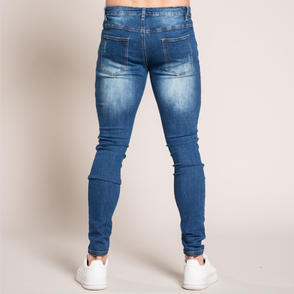 Mauer Biker Jeans - Mid Blue For Cheap