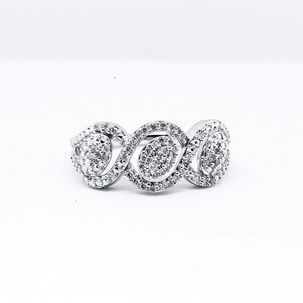 Trio Oval Halo Diamond Ring 18kt Online now